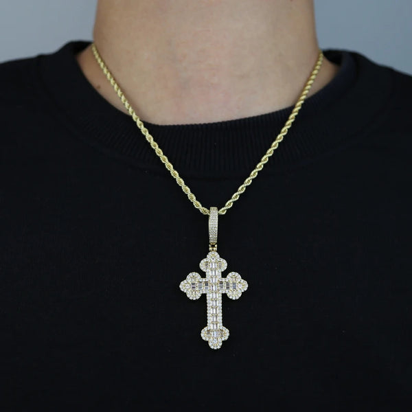 Men's & Women's Hip Hop Cross Pendant Necklace Full Paved Sparking Cubic Zircon Rope Chain Iced Out Bling CZ Jewelry Fashion Gift