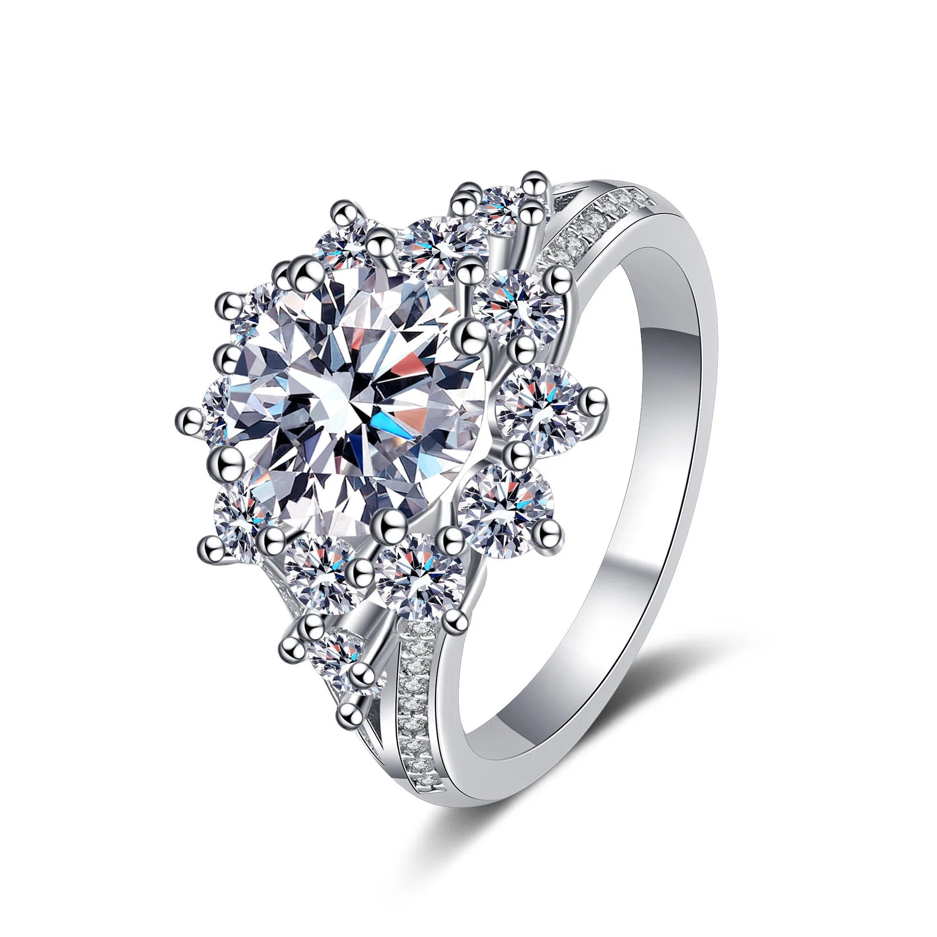 Moissanite Ring For Women 3CT/10CT D Color 100% 925 Sterling Silver Plated Engagement Wedding Bride Diamond Rings