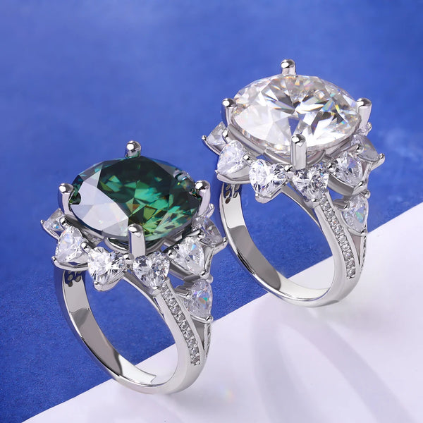 Moissanite Ring For Women 3CT/10CT D Color 100% 925 Sterling Silver Plated Engagement Wedding Bride Diamond Rings