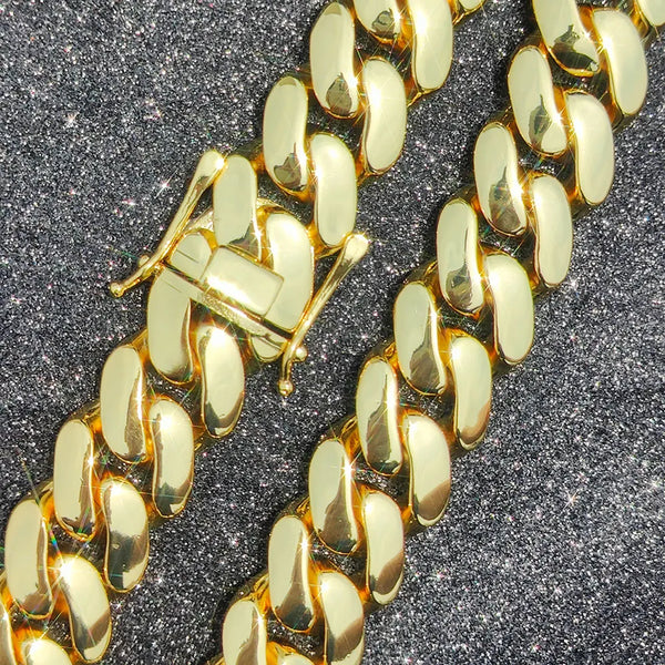 Wide Hip Hop Bling Gold Plated Round Heavy Miami Cuban Link Chain Chunky Necklaces For Men 22mm