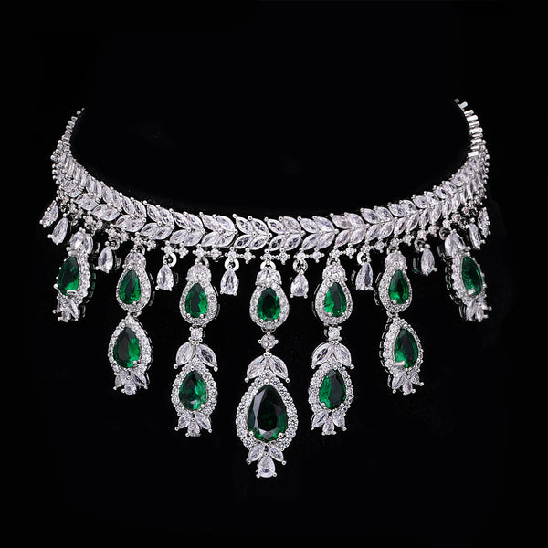 Zircon Luxury 3A 4-piece Bridal Wedding Jewelry Set Crystal Necklace Set Dubai Jewelry Set