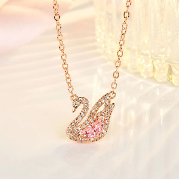 Pink Swan Necklace Pendant For Women and Girl In True Beauty