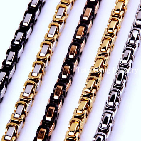 Gold Byzantine Chain Men's & Women's Necklace/Bracelet 4/5/8mm 316L Stainless Steel