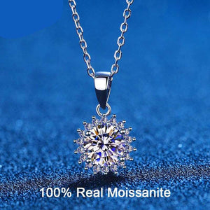 5CT Certified Moissanite Necklace Solid Sterling Silver Sunflower Diamond Pendant Necklace For Women