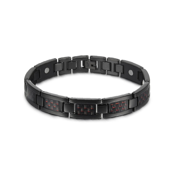 Black Magnetic Bracelet For Men & Women Stainless Steel Hand Chain Carbon Fiber Hologram Bracelet Men