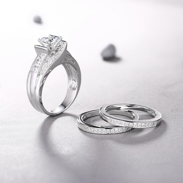 925 Sterling Silver Diamond Rings For Women Jewelry Set