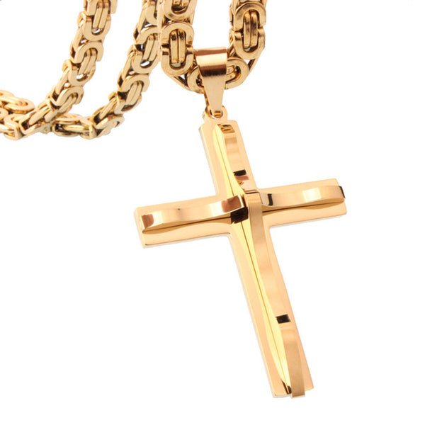 Stainless Steel Cross Necklaces/Pendant Crucifix For Men Vintage Byzantine Chain