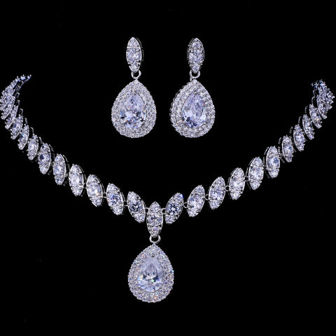 Simulated Silver Necklace Sets 4 Colors Jewelry