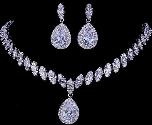 Simulated Silver Necklace Sets 4 Colors Jewelry