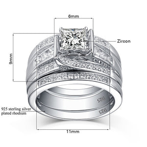 925 Sterling Silver Diamond Rings For Women Jewelry Set